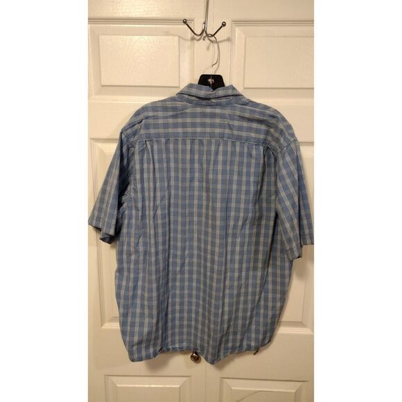 Wrangler men's Authentics Blue Plaid short sleeve button down everyday shirt - Picture 2 of 6